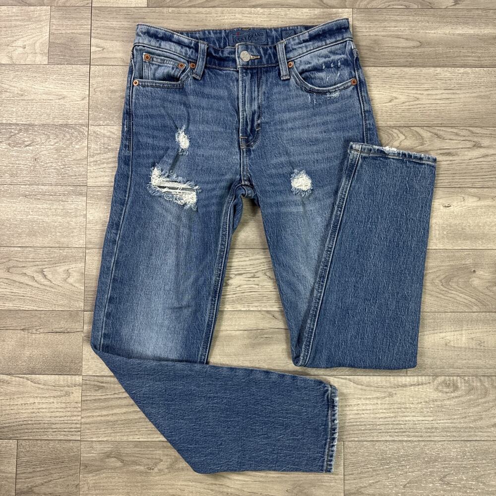 Lucky Brand Sienna Slim Boyfriend Jeans Mid Rise Distressed Medium Wash sz 00/24